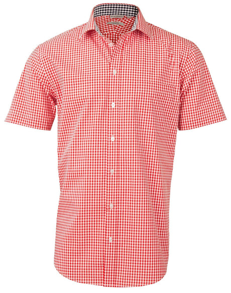 Benchmark M7330S Mens Gingham Check Short Sleeve Shirt - WEARhouse