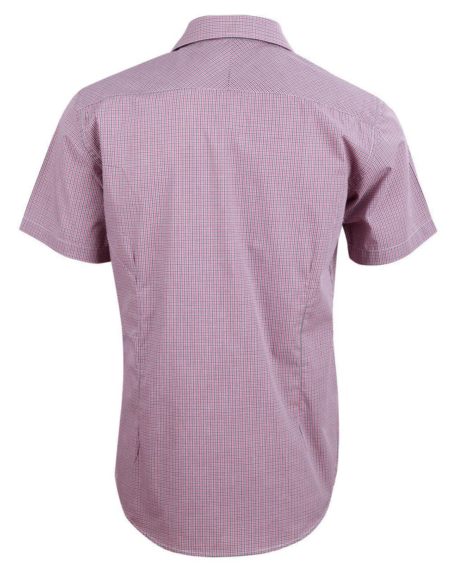 Benchmark M7340S Men’s Two Tone Mini Gingham Short Sleeve Shirt - WEARhouse