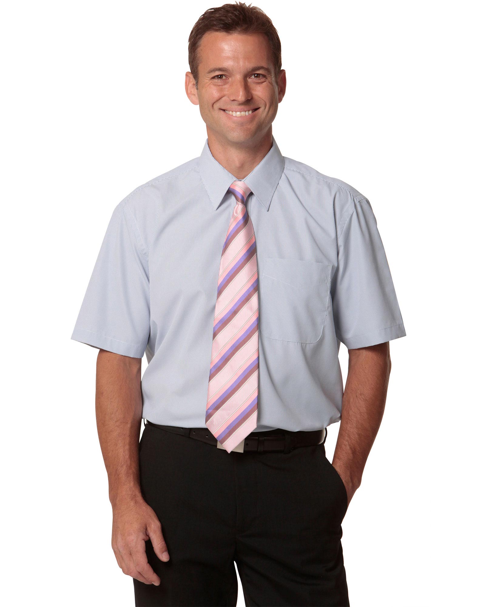 Benchmark M7360S Men's Mini Check Short Sleeve Shirt - WEARhouse