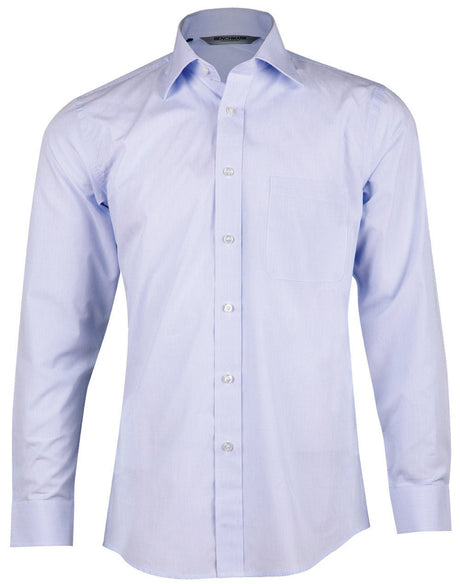 Benchmark M7362 Men's Mini Check Premium cotton long sleeve shirt - WEARhouse