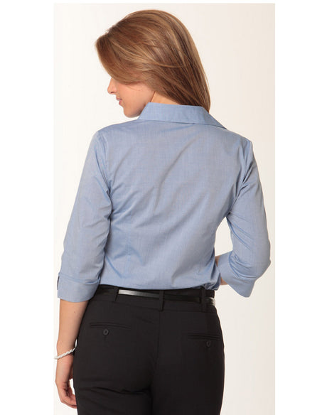 Benchmark M8013 Women's Fine Chambray 3/4 Sleeve Shirt - WEARhouse