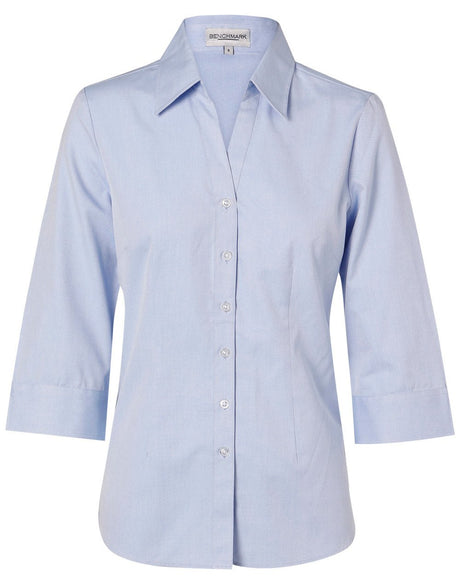 Benchmark M8013 Women's Fine Chambray 3/4 Sleeve Shirt - WEARhouse