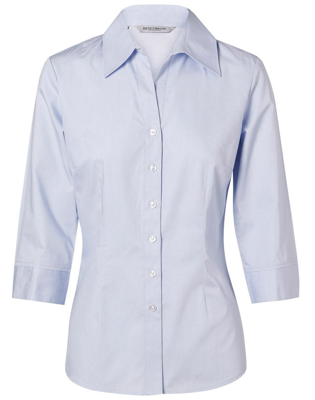 Benchmark M8030Q Women's Fine Twill 3/4 Sleeve Shirt - WEARhouse