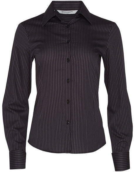 Benchmark M8132 Women's Dobby Stripe long sleeve shirt - WEARhouse