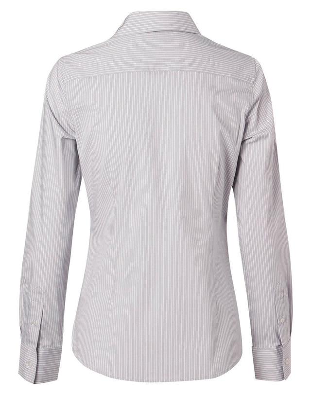 Benchmark M8200L Women's Ticking Stripe Long Sleeve Shirt - WEARhouse