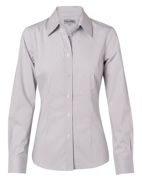 Benchmark M8200L Women's Ticking Stripe Long Sleeve Shirt - WEARhouse