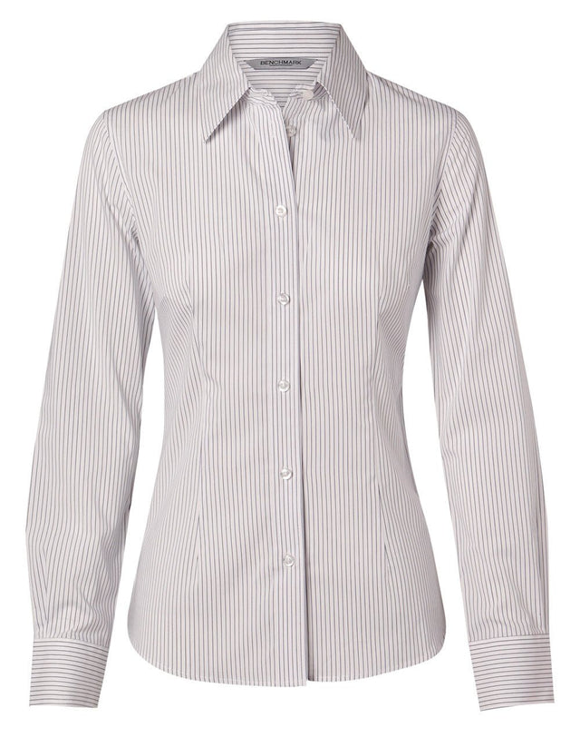 Benchmark M8200L Women's Ticking Stripe Long Sleeve Shirt - WEARhouse