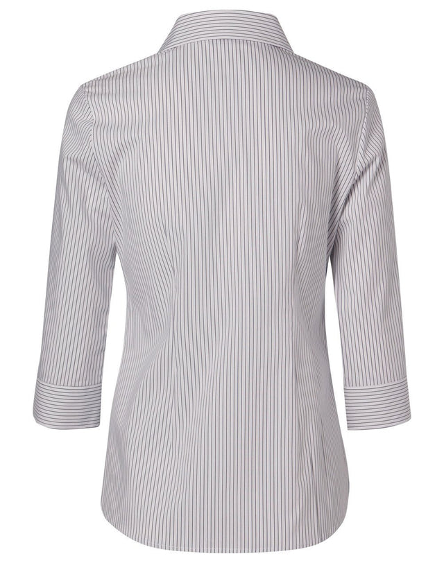 Benchmark M8200Q Women's Ticking Stripe 3/4 Sleeve Shirt - WEARhouse