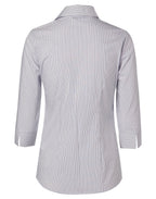 Benchmark M8200Q Women's Ticking Stripe 3/4 Sleeve Shirt - WEARhouse