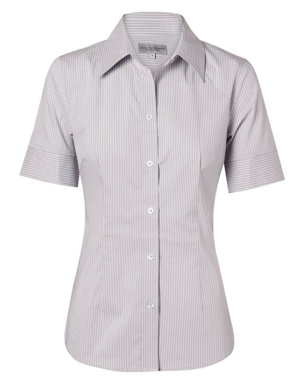 Benchmark M8200S Women's Ticking Stripe Short Sleeve Shirt - WEARhouse