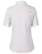 Benchmark M8200S Women's Ticking Stripe Short Sleeve Shirt - WEARhouse