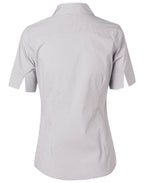 Benchmark M8200S Women's Ticking Stripe Short Sleeve Shirt - WEARhouse
