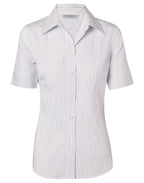Benchmark M8200S Women's Ticking Stripe Short Sleeve Shirt - WEARhouse