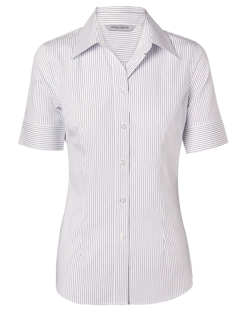 Benchmark M8200S Women's Ticking Stripe Short Sleeve Shirt - WEARhouse