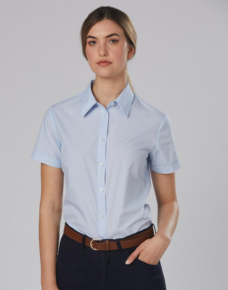 Benchmark M8211 Women's Fine Stripe Short Sleeve Shirt - WEARhouse