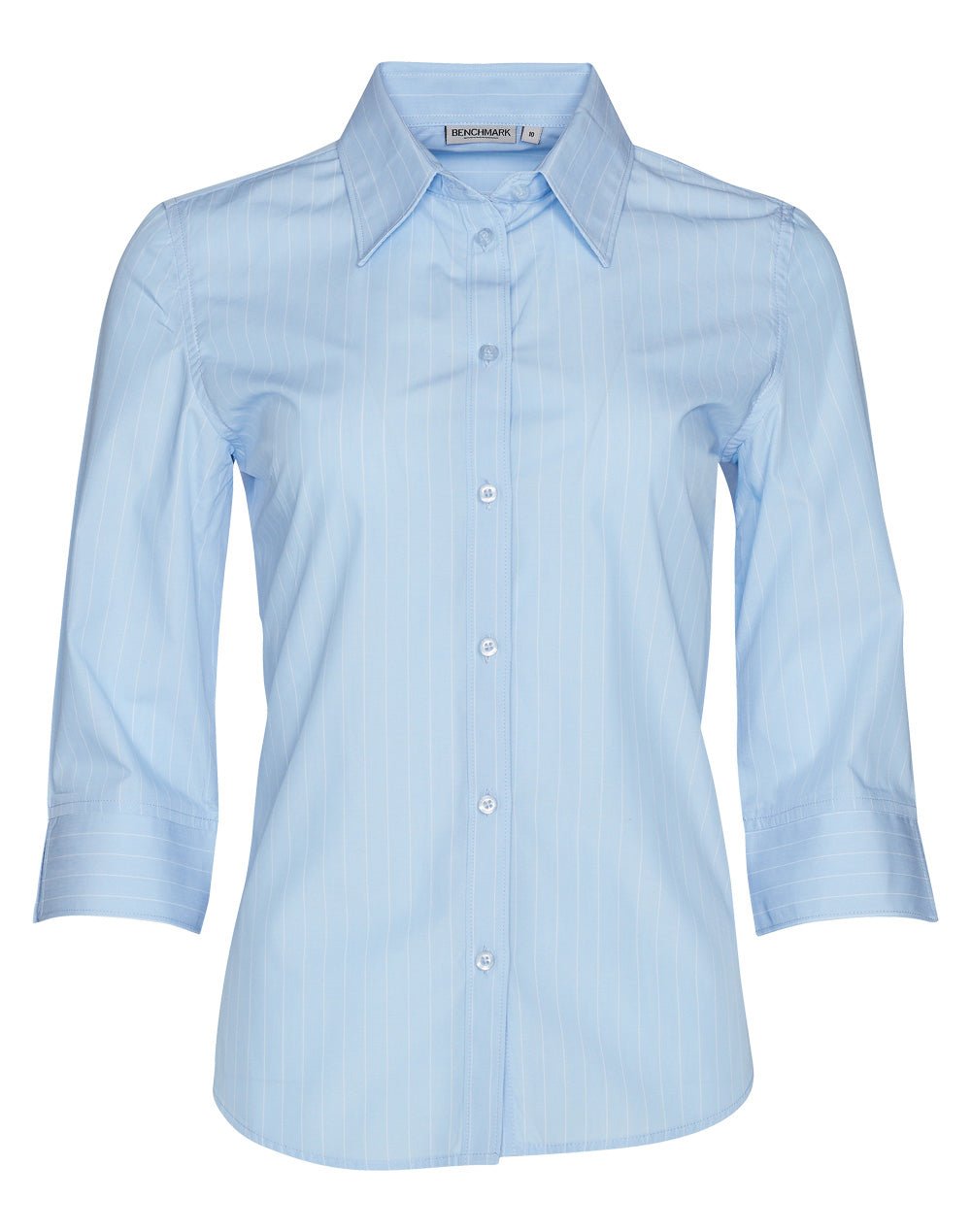 Benchmark M8223 Women's Pin Stripe 3/4 Sleeve Shirt - WEARhouse