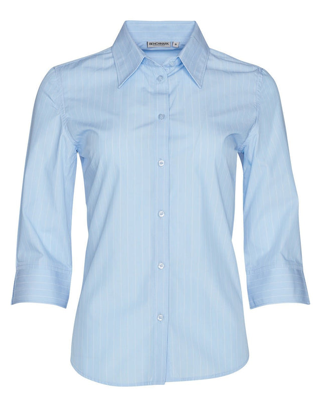 Benchmark M8223 Women's Pin Stripe 3/4 Sleeve Shirt - WEARhouse