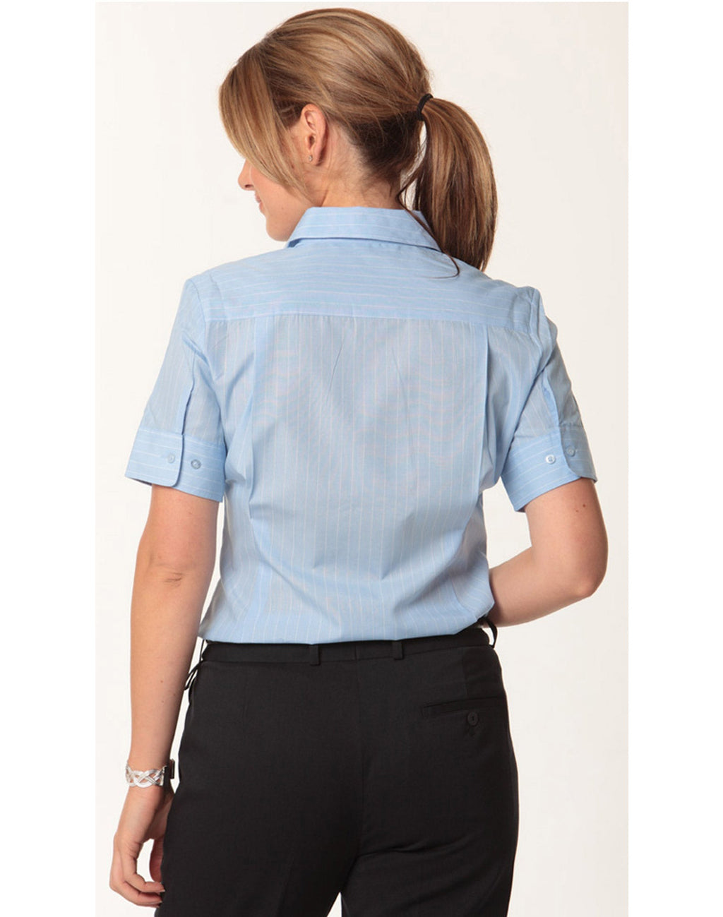 Benchmark M8224 Women's Pin Stripe Short Sleeve Shirt - WEARhouse
