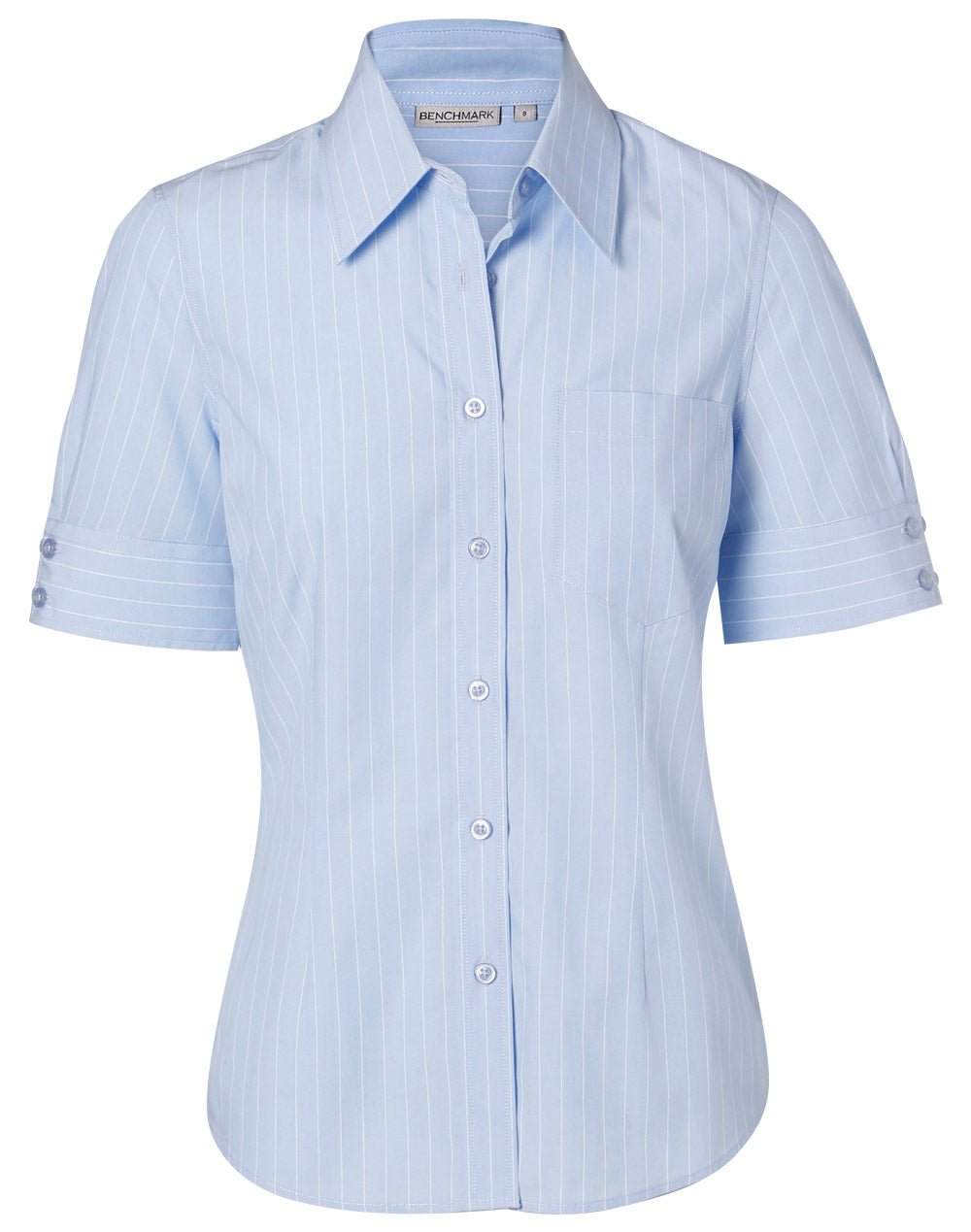 Benchmark M8224 Women's Pin Stripe Short Sleeve Shirt - WEARhouse