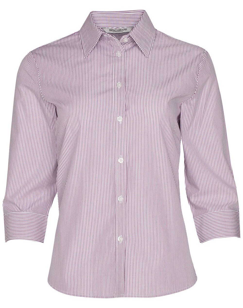 Benchmark M8233 Women's Balance Stripe 3/4 Sleeve Shirt - WEARhouse
