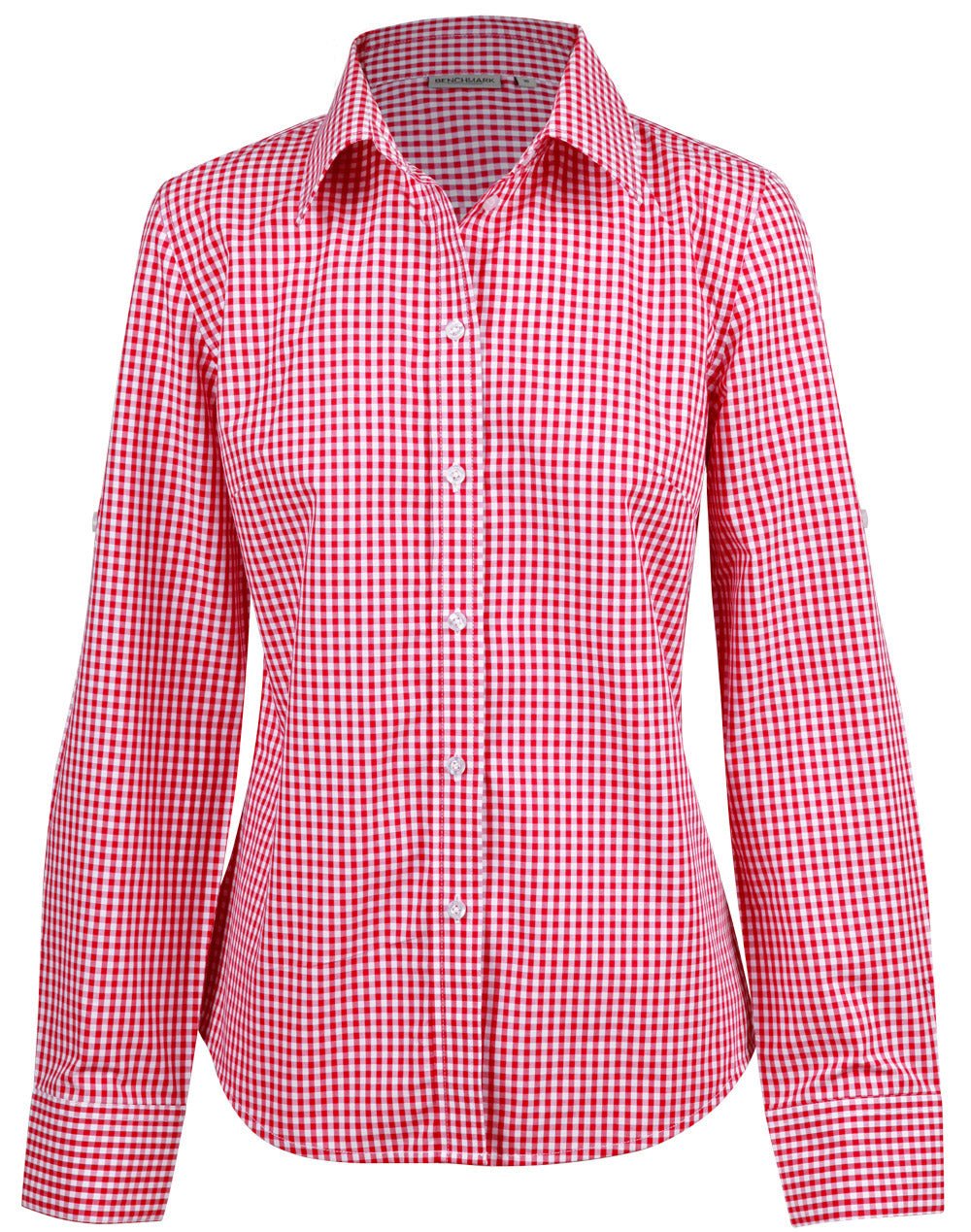 Benchmark M8300L Ladies' Gingham Check Long Sleeve Shirt - WEARhouse