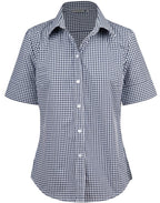 Benchmark M8300S Ladies’ Gingham Check Short Sleeve Shirt - WEARhouse