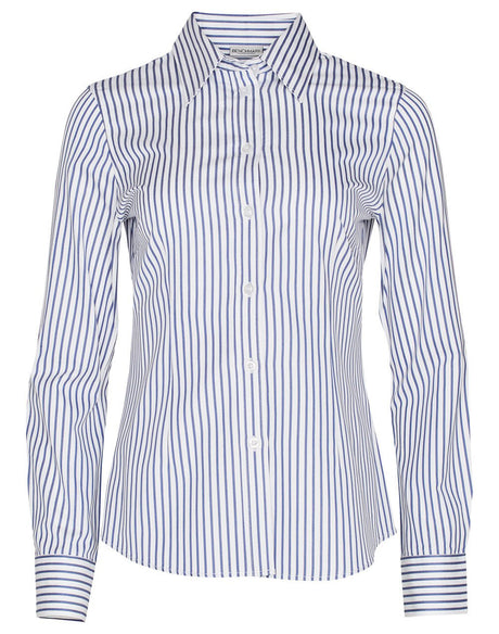 Benchmark M8310L Ladies' Executive Sateen Stripe Long Sleeve Shirt - WEARhouse