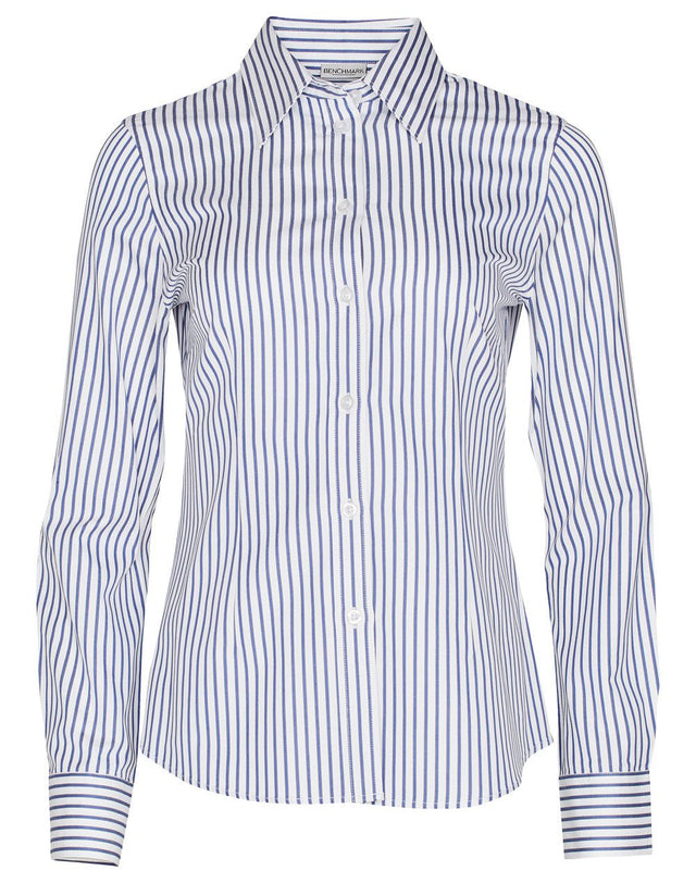 Benchmark M8310L Ladies' Executive Sateen Stripe Long Sleeve Shirt - WEARhouse