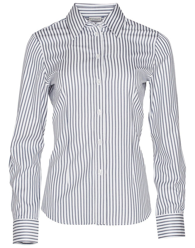 Benchmark M8310L Ladies' Executive Sateen Stripe Long Sleeve Shirt - WEARhouse