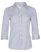 Benchmark M8310Q Women's Executive Sateen Stripe 3/4 Sleeve Shirt - WEARhouse
