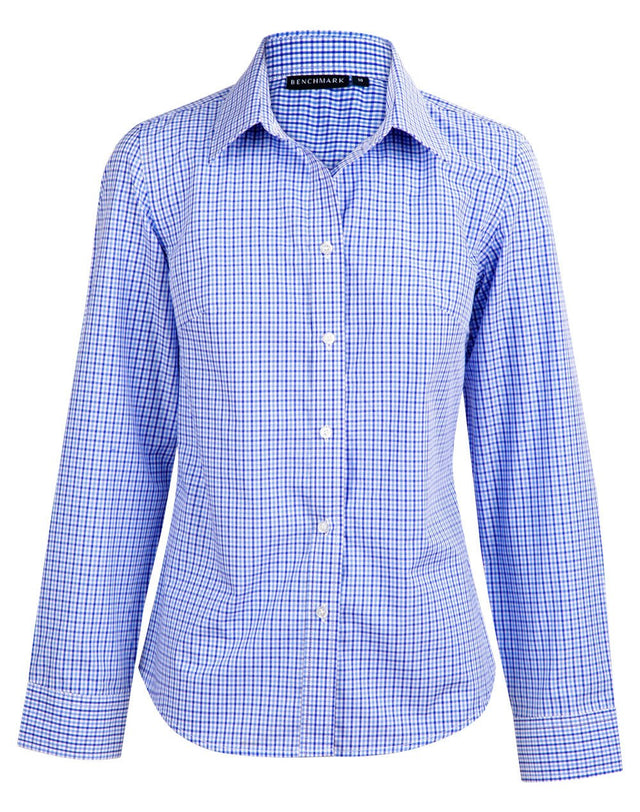 Benchmark M8320L Ladies' Multi-Tone Check Long Sleeve Shirt - WEARhouse