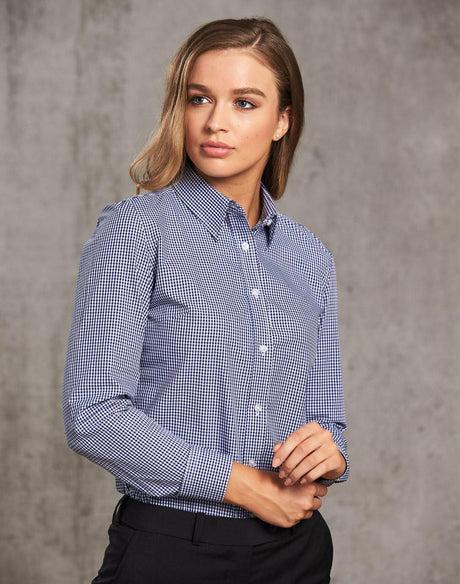 Benchmark M8320L Ladies' Multi-Tone Check Long Sleeve Shirt - WEARhouse