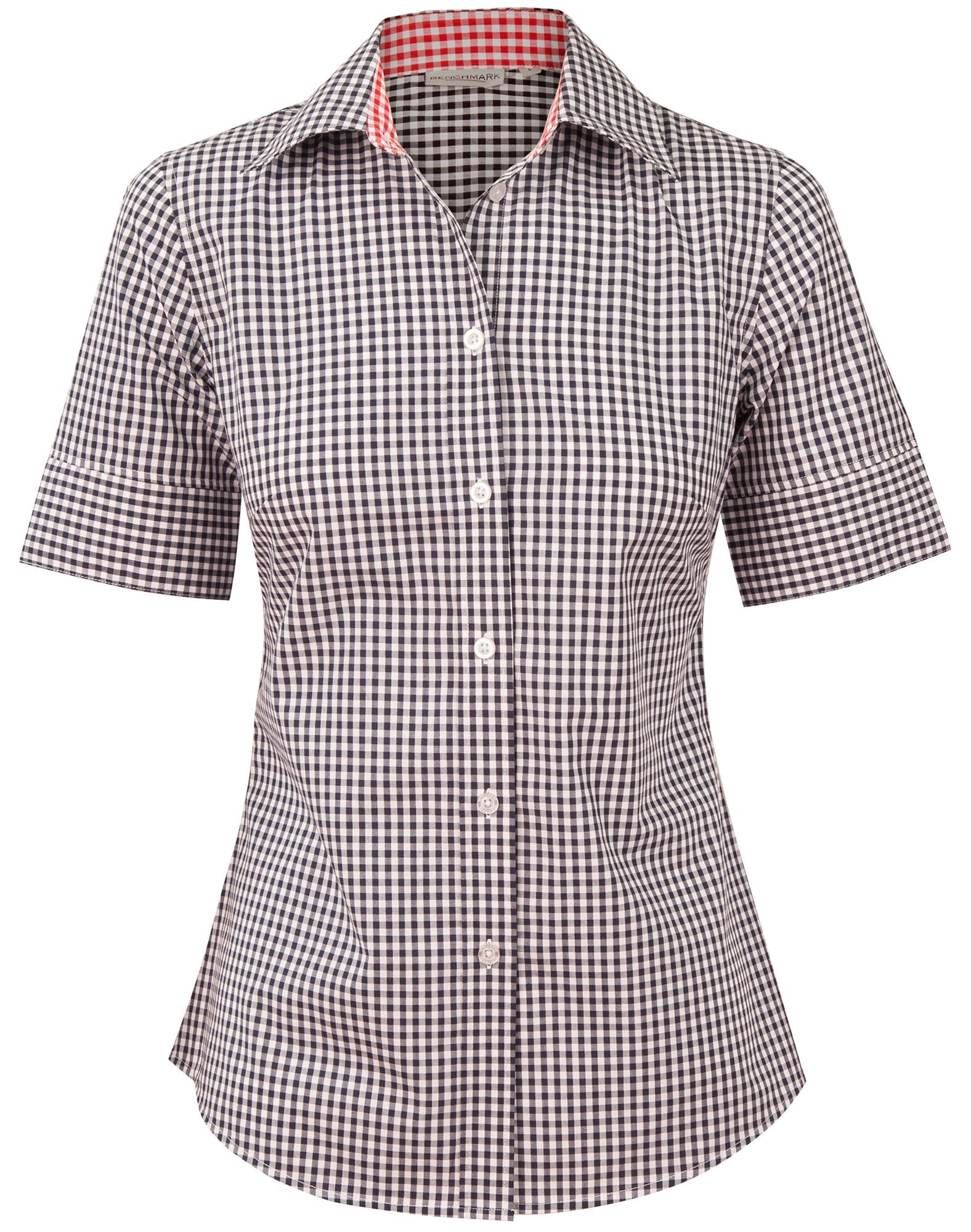 Benchmark M8330S Ladies' Gingham Check Short Sleeve Shirt - WEARhouse