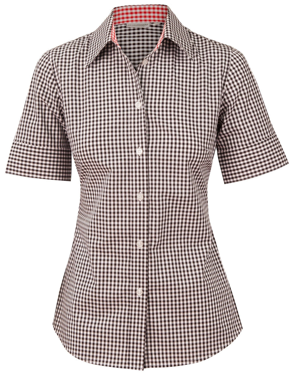 Benchmark M8330S Ladies' Gingham Check Short Sleeve Shirt - WEARhouse