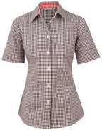 Benchmark M8330S Ladies' Gingham Check Short Sleeve Shirt - WEARhouse