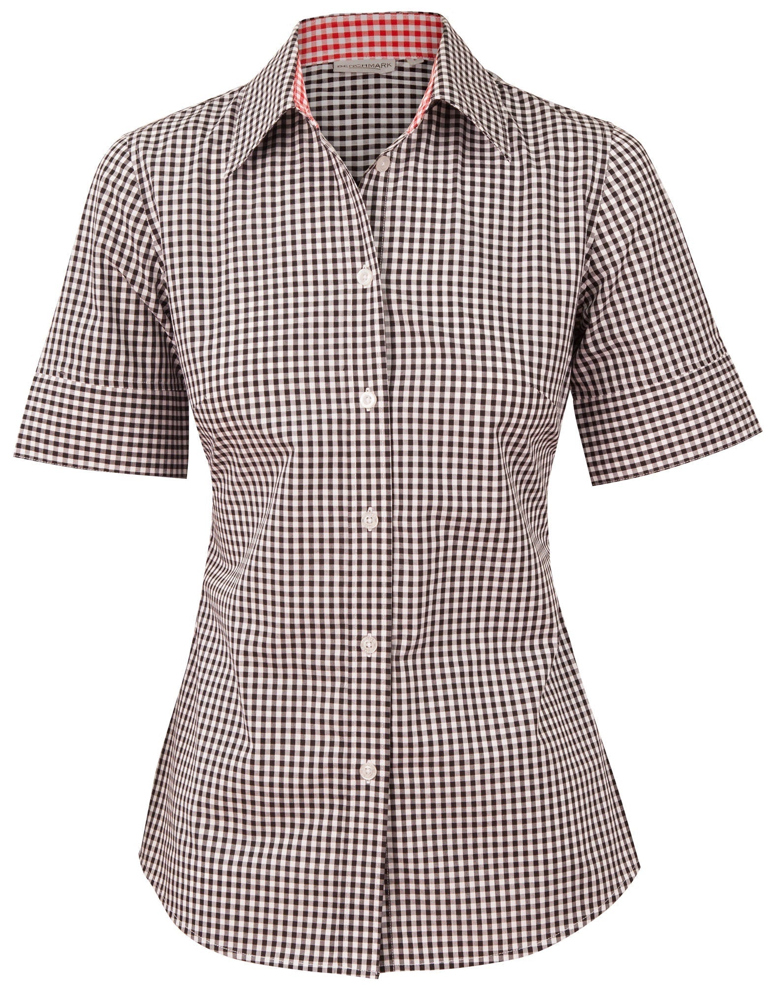 Benchmark M8330S Ladies' Gingham Check Short Sleeve Shirt - WEARhouse