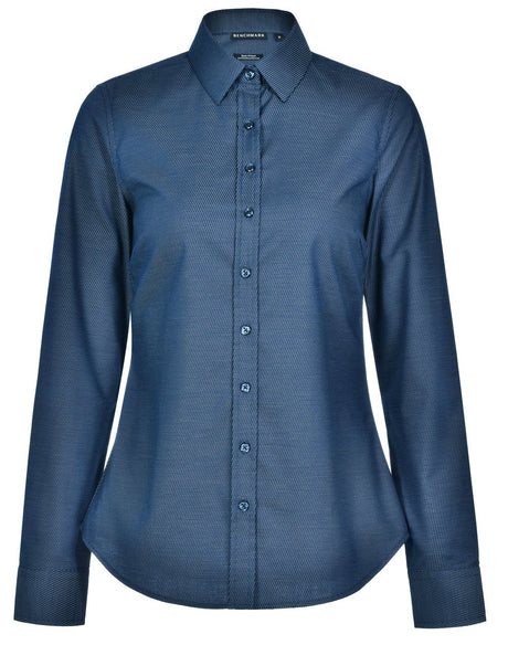 Benchmark M8400L ASCOT LADIES LONG SLEEVE DOT JACQUARD STRETCH SHIRT - WEARhouse