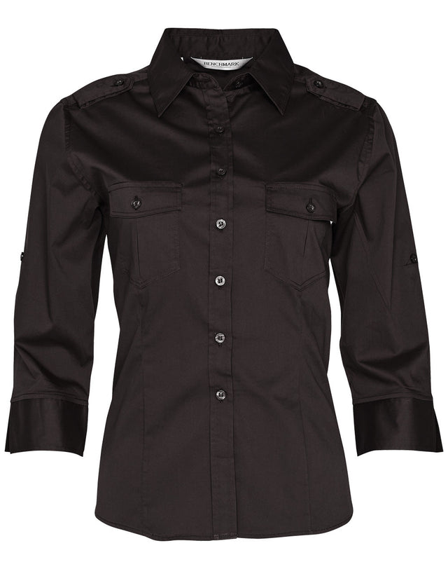 Benchmark M8913 Women's 3/4 Sleeve Military Shirt - WEARhouse