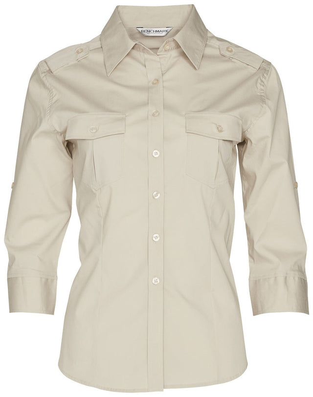 Benchmark M8913 Women's 3/4 Sleeve Military Shirt - WEARhouse