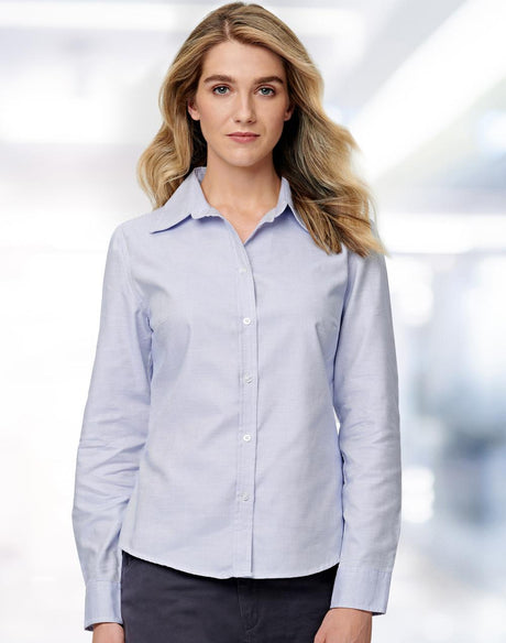 Benchmark M8922 Ladies' Dot Contrast Long Sleeve Shirt - WEARhouse