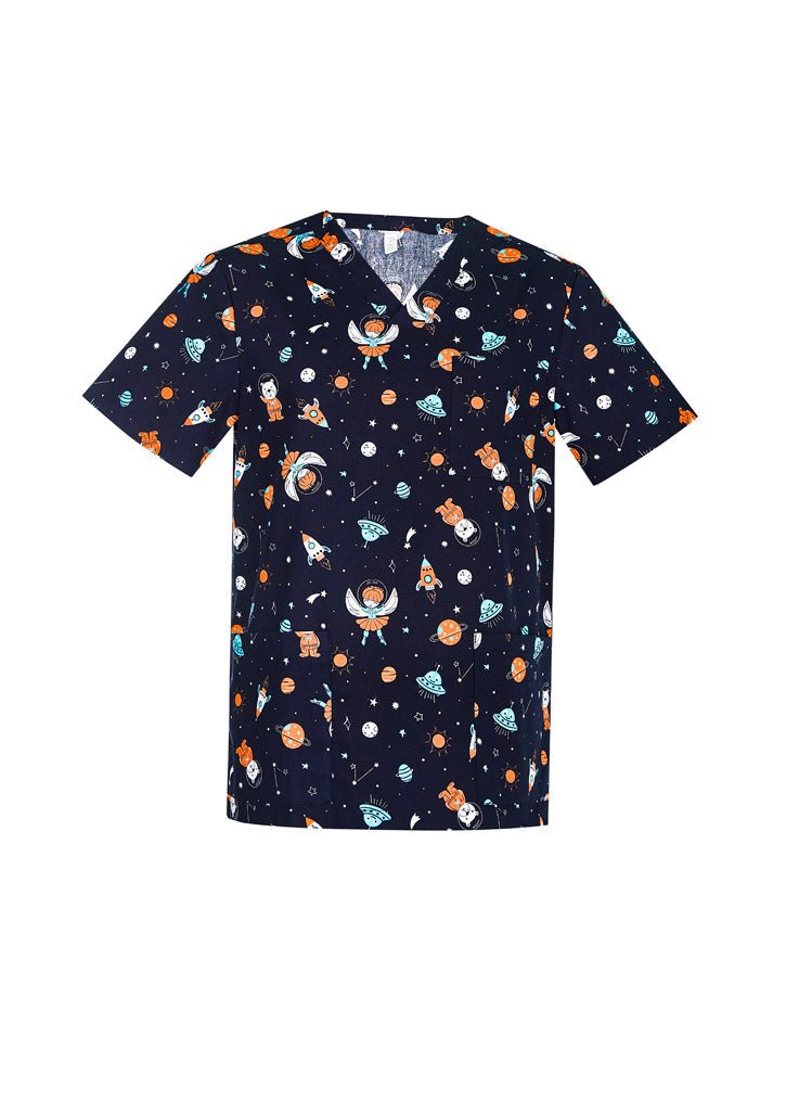 BIZ CARE MENS SPACE PARTY SCRUB TOP CST148MS - WEARhouse