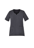 Biz Care Womens Avery Tailored Fit Round Neck Scrub Top CST942LS - WEARhouse