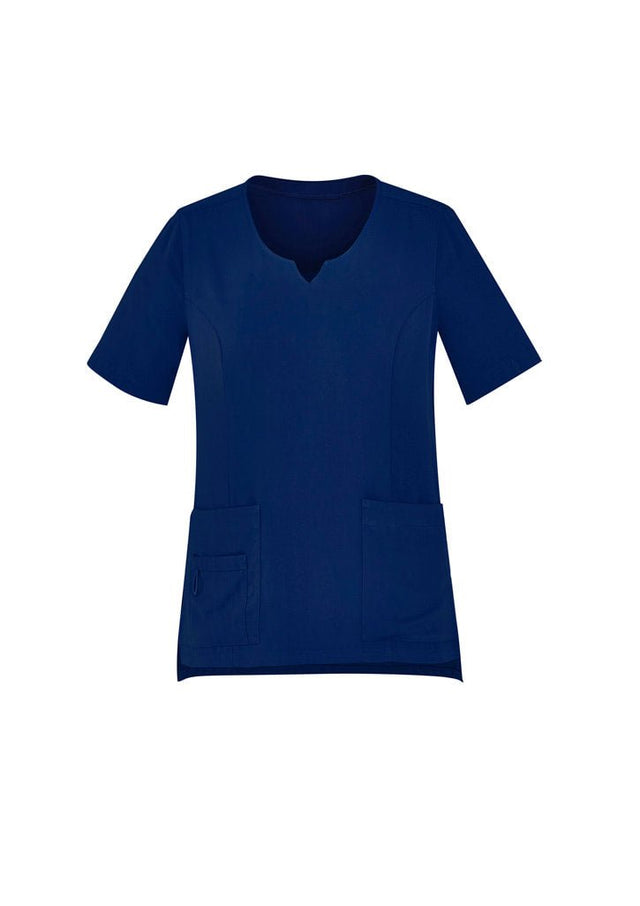 Biz Care Womens Avery Tailored Fit Round Neck Scrub Top CST942LS - WEARhouse