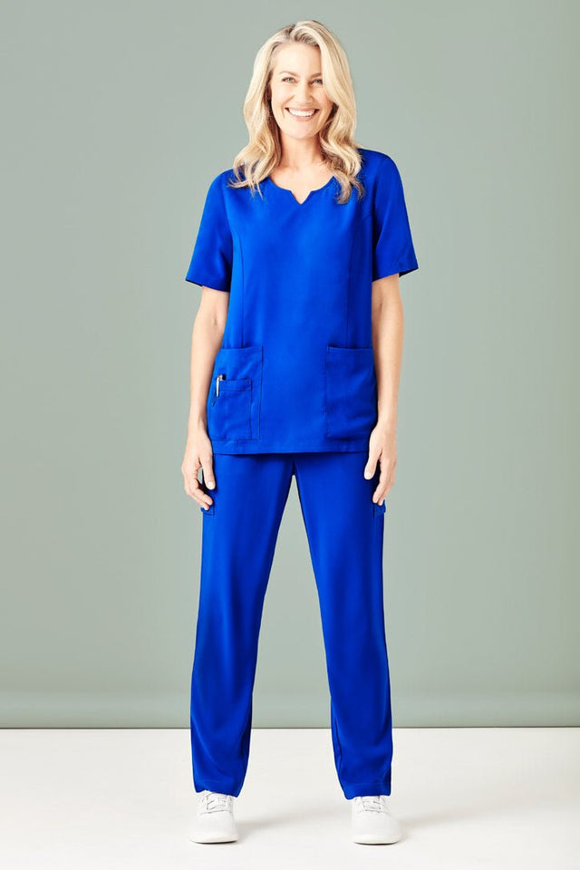 Biz Care Womens Avery Tailored Fit Round Neck Scrub Top CST942LS - WEARhouse