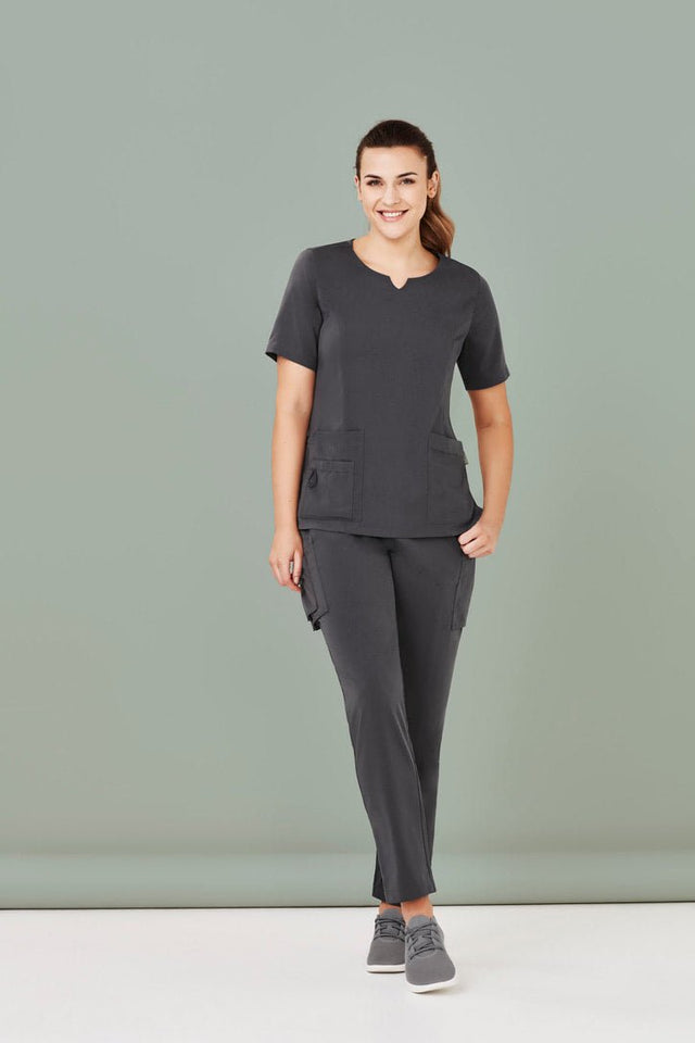 Biz Care Womens Avery Tailored Fit Round Neck Scrub Top CST942LS - WEARhouse