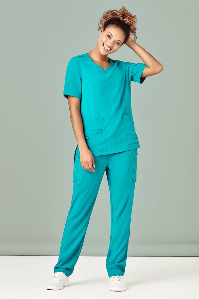 Biz Care Womens Avery Tailored Fit Round Neck Scrub Top CST942LS - WEARhouse