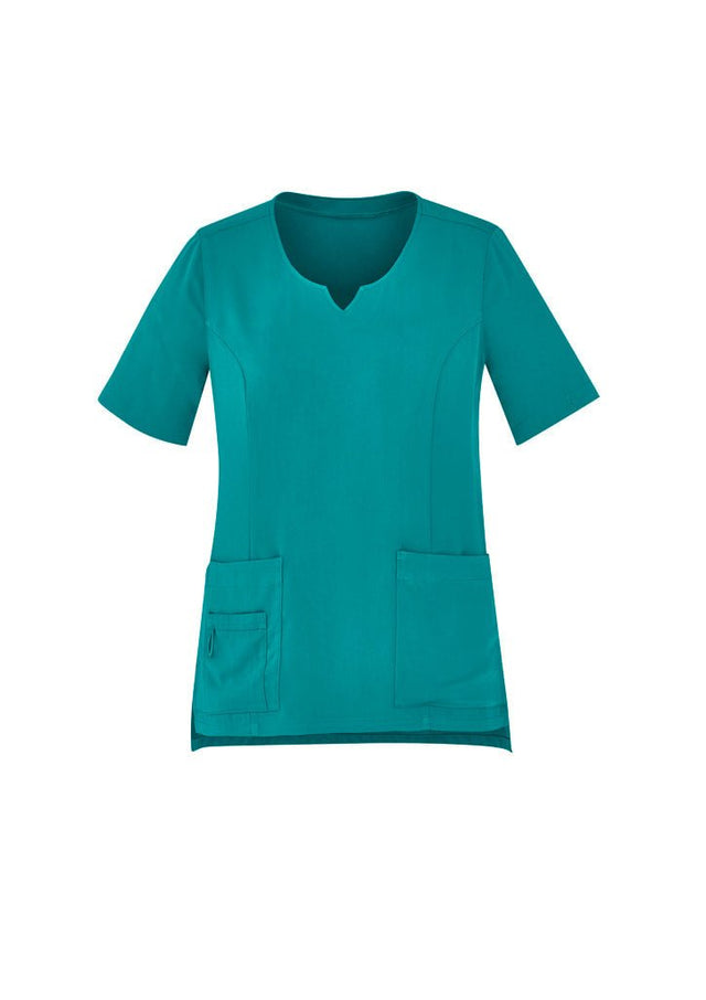 Biz Care Womens Avery Tailored Fit Round Neck Scrub Top CST942LS - WEARhouse