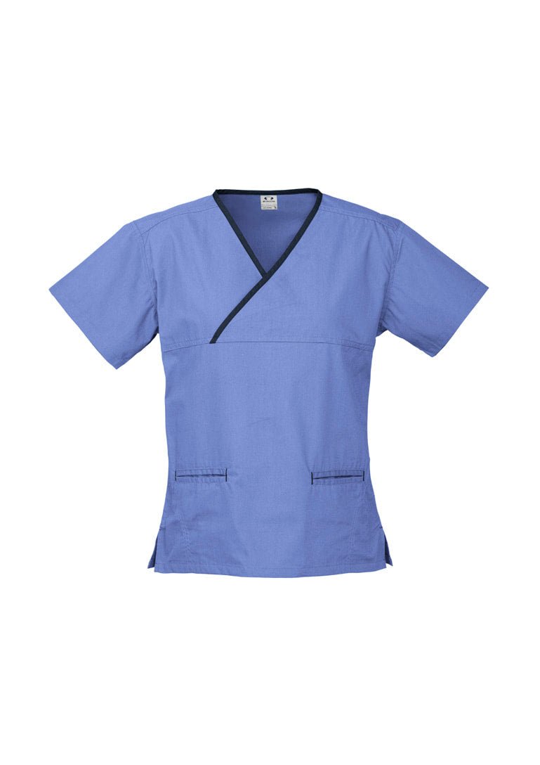Biz care Womens Contrast Crossover Scrub Top H10722 - WEARhouse