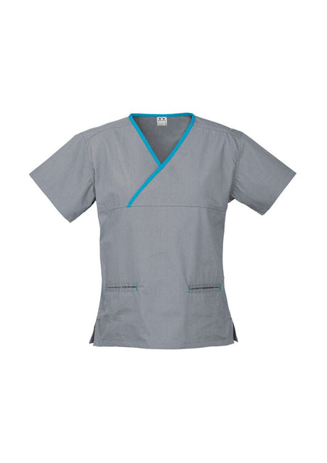Biz care Womens Contrast Crossover Scrub Top H10722 - WEARhouse