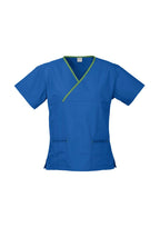 Biz care Womens Contrast Crossover Scrub Top H10722 - WEARhouse